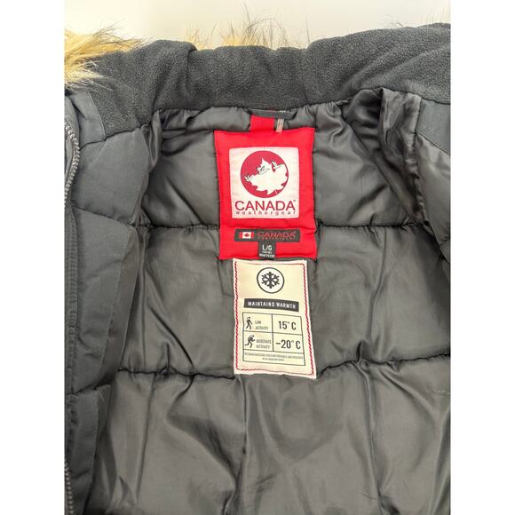 Canada Weather Gear Girls Faux Black Insulated Jacket w/ Fur Lined Hood - Picture 6 of 8